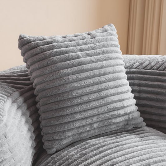 LUXAPA 4 ft Bean Bag Chair Oversized for Adults & Kids, Corduroy Fabric Large Bean Bag Sofa with Backrest and Cushion, Round Fluffy Bean Bag for Bedroom, Living Room, Easy to Clean, Grey
