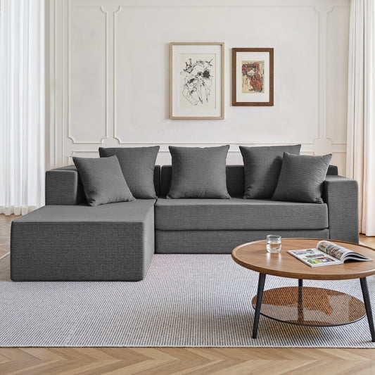 LUXAPA 106.5" Modular Sofa Couch for Living Room , Cloud L-Shaped Sofa with Deep Seating Upholstered, Green