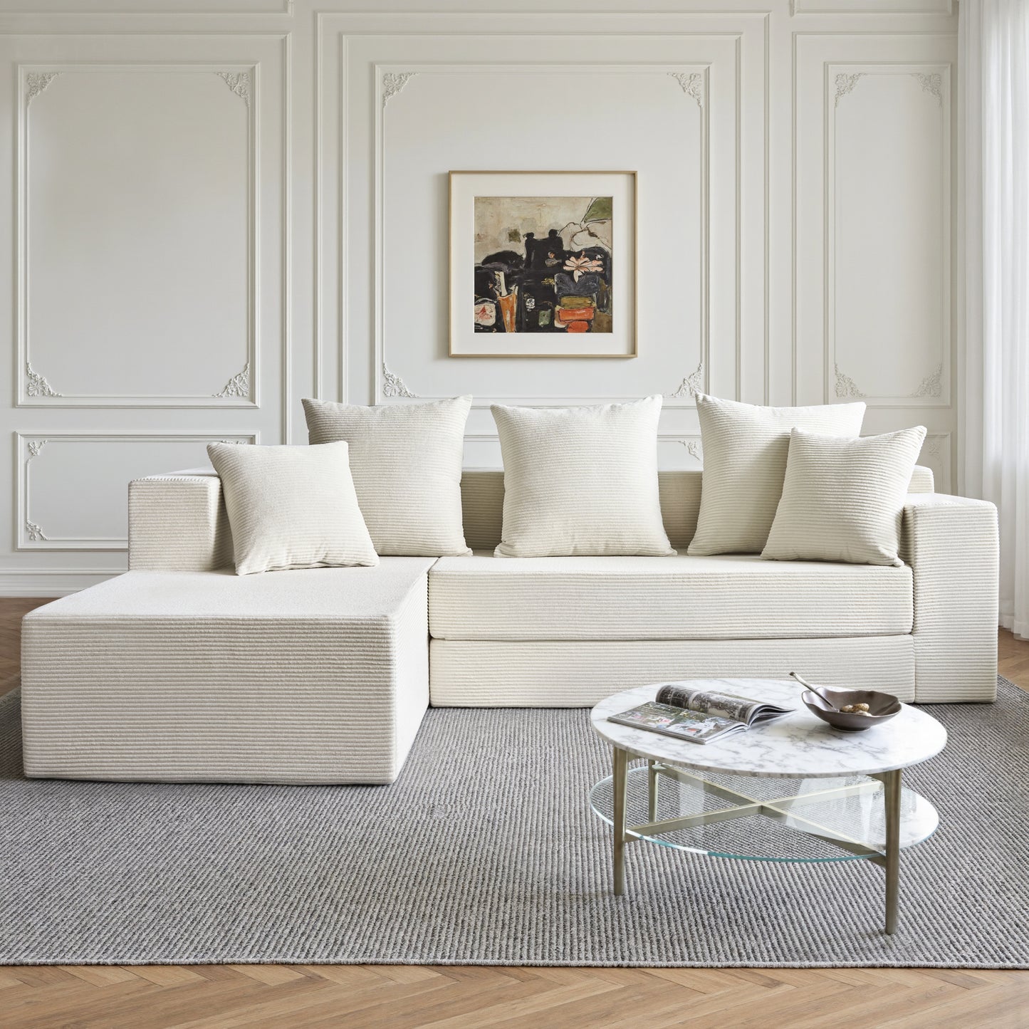 LUXAPA 106.5" Modular Sofa Couch for Living Room , Cloud L-Shaped Sofa with Deep Seating Upholstered, Green