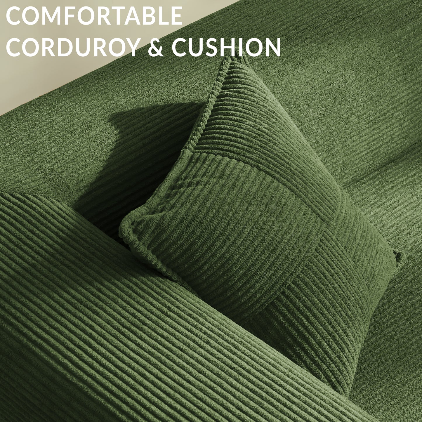 LUXAPA 62.9" Sleeper Sofa Bed, Comfy Modular 2-in-1 Convertible Couch, Corduroy Upholstered Loveseat, Deep Seat Sofa for Small Spaces, Modern Folding Guest Bed, No Assembly with 2 Pillows, Green