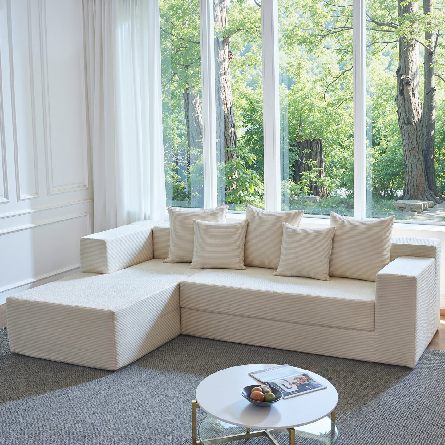 LUXAPA 106.5" Modular Sofa Couch for Living Room , Cloud L-Shaped Sofa with Deep Seating Upholstered, Green